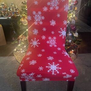 Red Snowflake Chair Cover